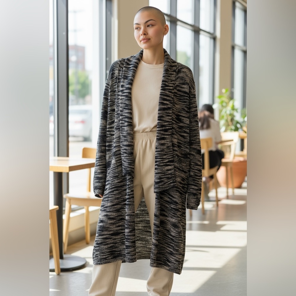 ZARA Waterfall Cardigan Sweater Women’s Size Medium Knit Open Front